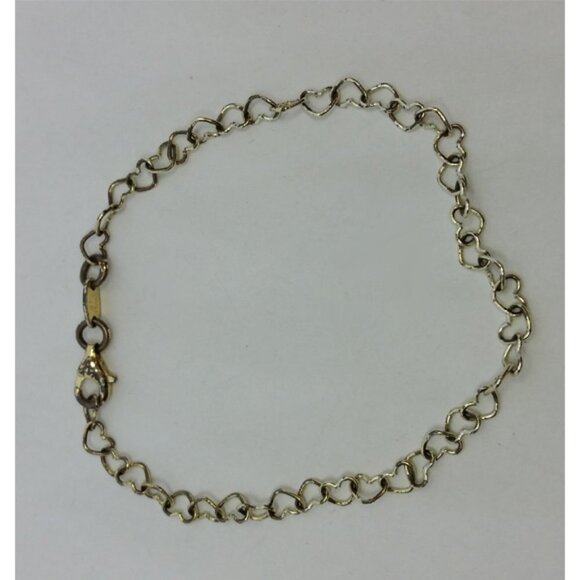 STERLING silver mini hearts chain links dainty bracelet made in Italy - Picture 2 of 3
